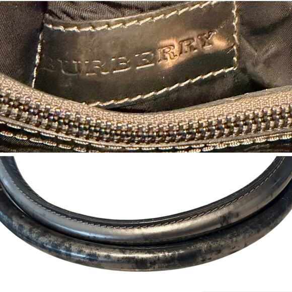 Burberry Gray/Metallic Nova Check Nylon & Patent Leather Easton Landscape Tote - Picture 10 of 14